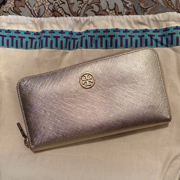 Tory Burch Metallic Gold Wallet - Picture 1 of 7